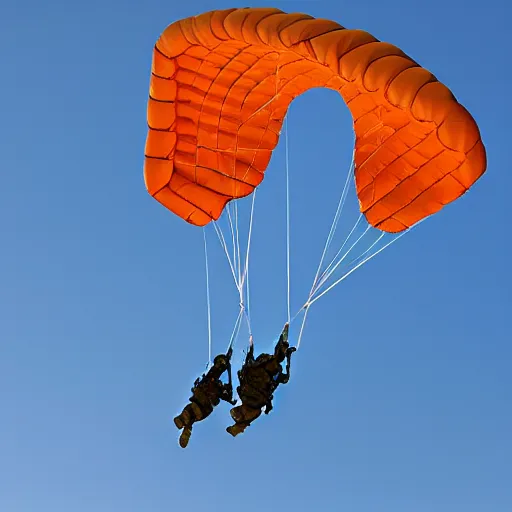 Image similar to photo of elephant paratroopers parachuting behind enemy lines
