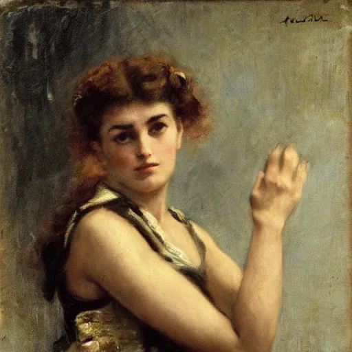 Image similar to action heroine by alfred stevens