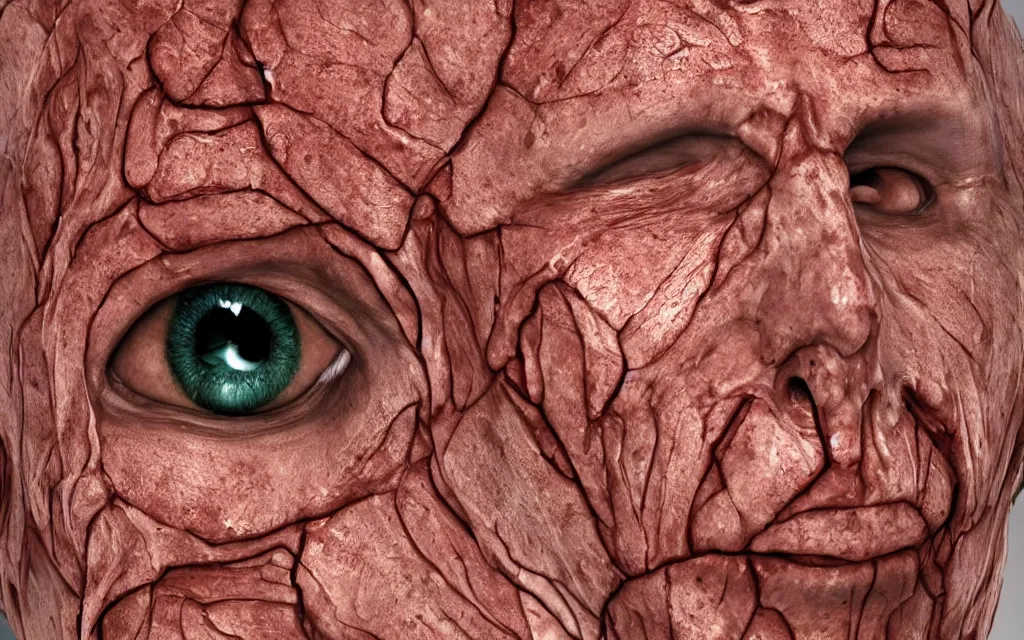 Image similar to human skin showing pores and veins, detailed, photographic