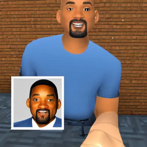 Image similar to will smith in minecraft