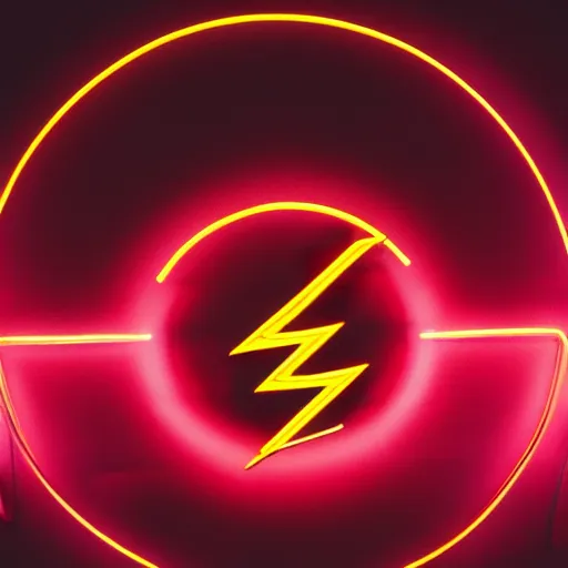 Image similar to the flash logo in glowing red and yellow neon