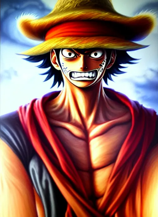 Image similar to a _ fantasy _ style _ portrait _ painting _ of luffy strawhat _ painting _ unreal _ 5 _ daz. _ rpg _ portrait _ extremely _ detailed _ artgerm _ greg _ rutkowski _ greg