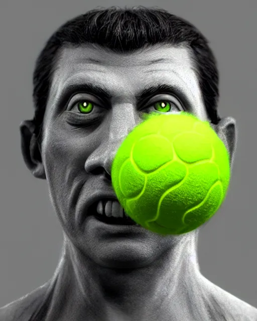 Prompt: highly detailed vfx portrait of a character of a tennis ball monster stephen bliss, chalk, unrealengine, basil gogos