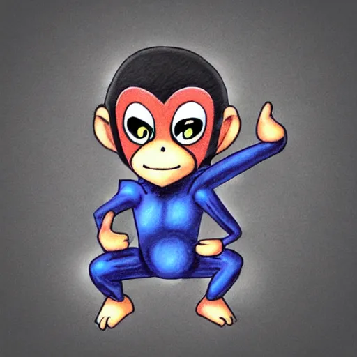 Image similar to monkey drawn by ken sugimori, digital art