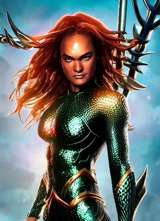 Image similar to female aquaman, au naturel, hyper detailed, digital art, trending in artstation, cinematic lighting, studio quality, smooth render, unreal engine 5 rendered, octane rendered