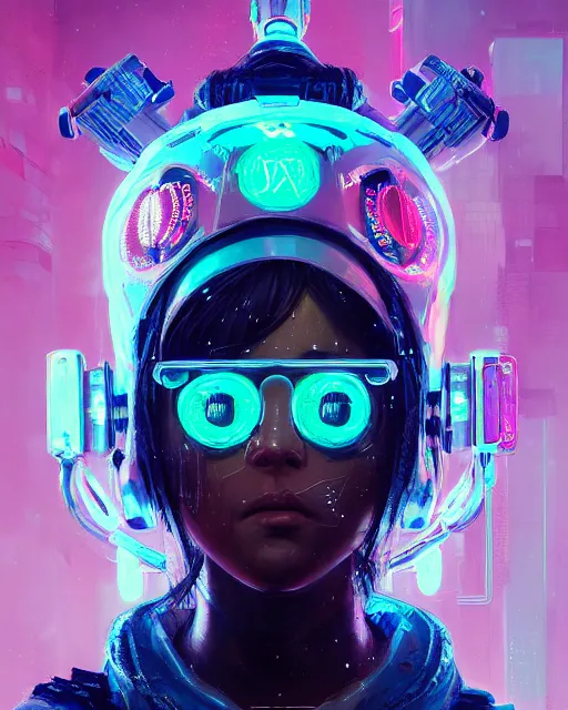 Image similar to detailed portrait Neon Operator Girl, cyberpunk futuristic neon, reflective puffy coat, decorated with traditional Japanese ornaments by Ismail inceoglu dragan bibin hans thoma greg rutkowski Alexandros Pyromallis Nekro Rene Maritte Illustrated, Perfect face, fine details, realistic shaded, fine-face, pretty face