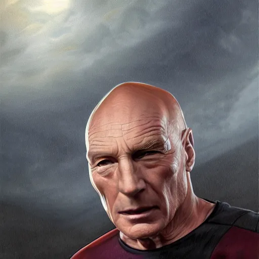 Image similar to picard ultra realistic, digital art, rich deep colors, smooth shadows, high resolution, cinematic