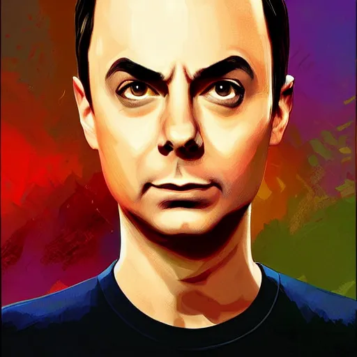 Image similar to Sheldon Cooper of The Big Bang Theory by waveloop, artstation, Ricardo Rodrigues, digital art