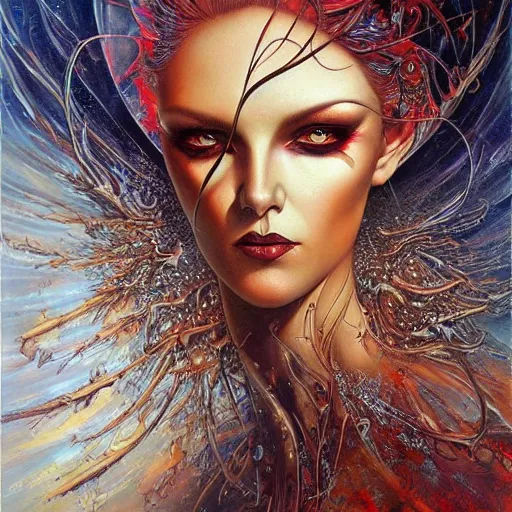 Image similar to the devil, ethereal, painting by karol bak