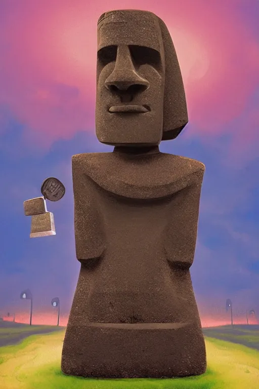 caricature cartoon moai statue popart slap face, Stable Diffusion