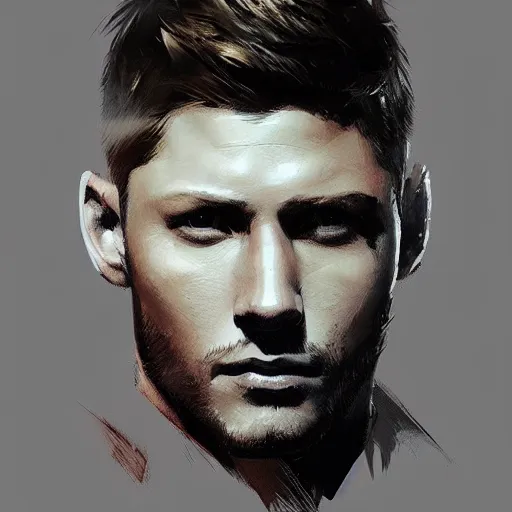 Image similar to “ portrait of jensen ackles by greg rutkowski, young, attractive, highly detailed portrait, scifi, digital painting, artstation, concept art, smooth, sharp foccus ilustration, artstation hq ”