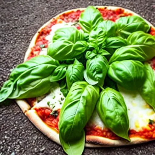 Prompt: a garden of basil, shaped into the word'pizza'