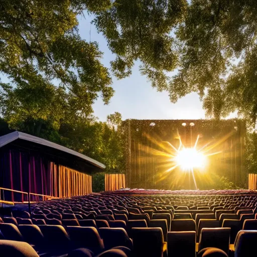 Prompt: an elaborate outdoor theater complex, cinematic, godrays, golden hour, natural sunlight, 4 k, clear details