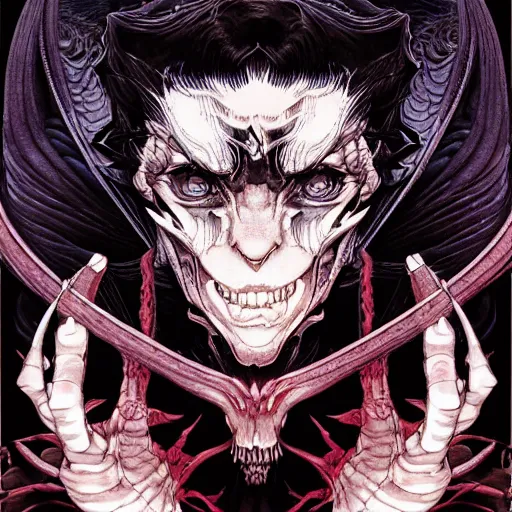 Image similar to portrait of the unseen elder vampire from wicher 3, symmetrical, by yoichi hatakenaka, masamune shirow, josan gonzales and dan mumford, ayami kojima, takato yamamoto, barclay shaw, karol bak, yukito kishiro