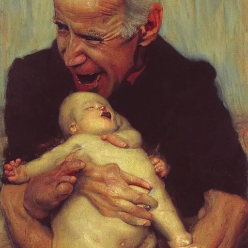 Prompt: joe biden devouring his son, by ilya repin, oil on canvas, 1 8 8 3
