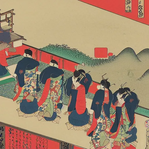 Prompt: royal procession, ukiyo-e