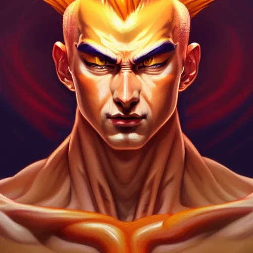 Image similar to symmetry!! intense portrait of sangoku ssj, intricate, elegant, highly detailed, my rendition, digital painting, artstation, concept art, smooth, sharp focus, illustration, art by artgerm and greg rutkowski and alphonse mucha