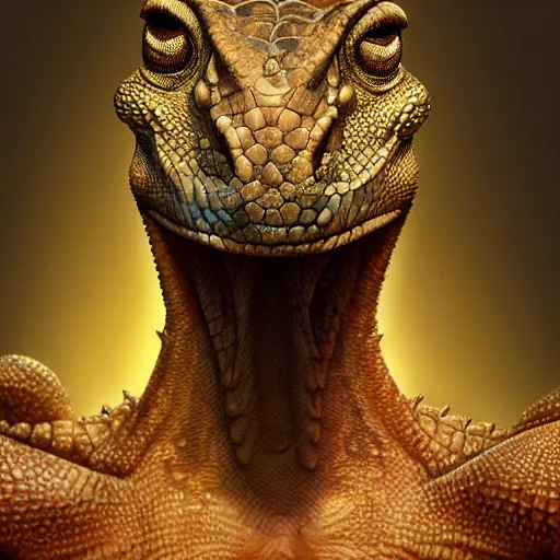 Image similar to portrait of jesus as a reptilian lizard, intricate, elegant, highly detailed, centered, grungy, digital painting, artstation, concept art, smooth, sharp focus, boris vallejo