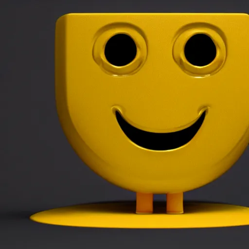 Image similar to a yellow emoji that is biting it's lip, 3d render, octane render