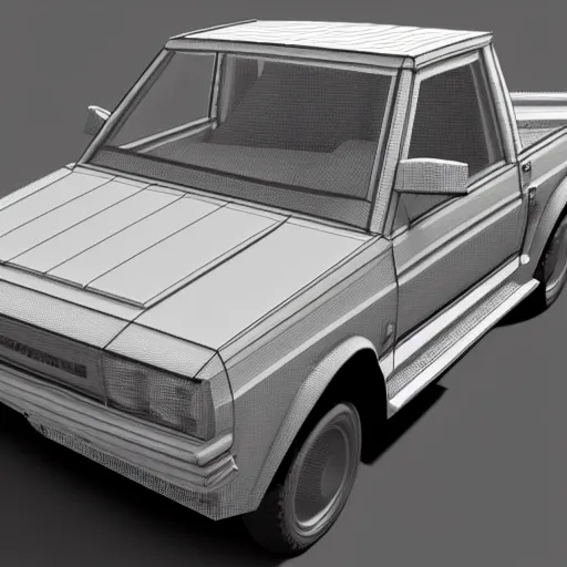 Prompt: a 3d model of a low poly Subaru Brat