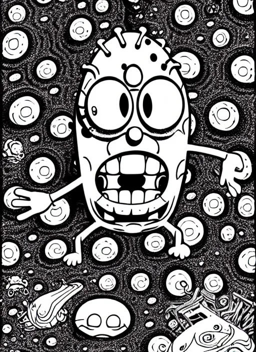 Image similar to junji ito style spongebob squarepants, intricate, highly detailed, illustration, art by junji ito, junji ito