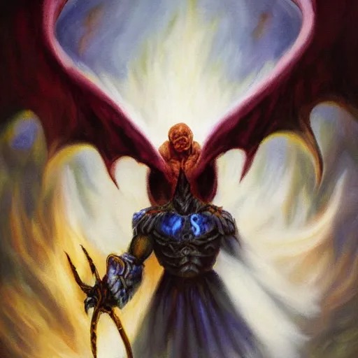 Prompt: balrog of morgoth oil painting, ethereal
