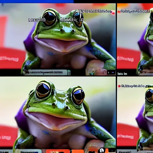 Prompt: frog doing a live stream on twitch