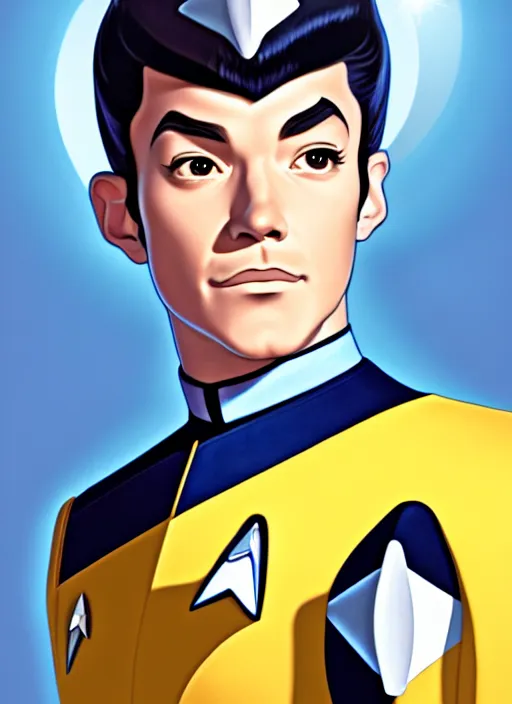 Prompt: cute star trek officer george harrison, natural lighting, path traced, highly detailed, high quality, digital painting, by don bluth and ross tran and studio ghibli and alphonse mucha, artgerm