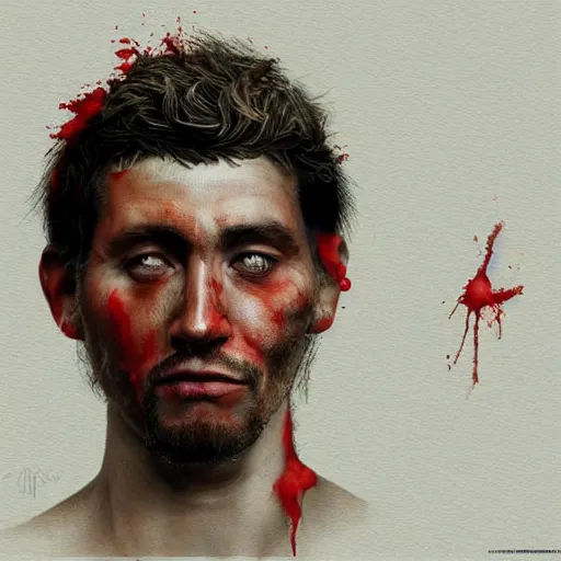 Image similar to a man that successfully escaped his internal hell. hyperrealism, trending on artstation.