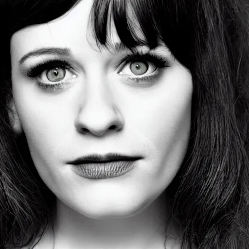 Image similar to portrait of zooey deschanel and christina hendricks hybrid by mario testino, headshot, detailed, award winning, sony a 7 r