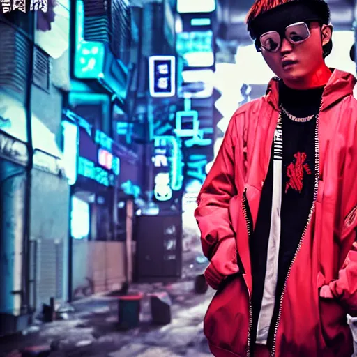 Image similar to chinese cyberpunk rapper