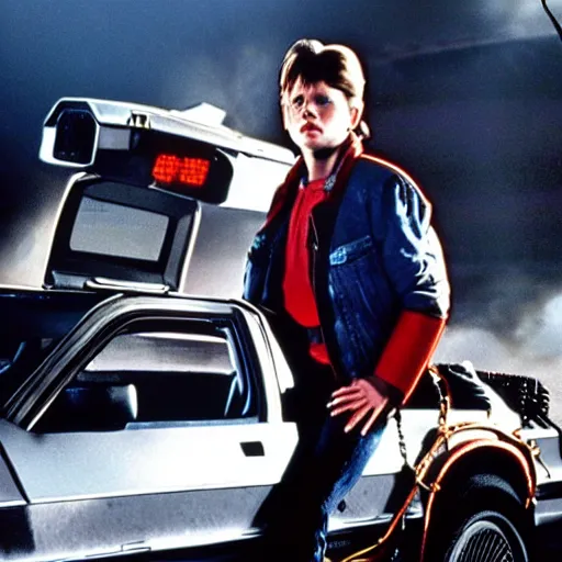 Prompt: a scene from the movie back to the future ( 1 9 8 5 ) starring tom holland