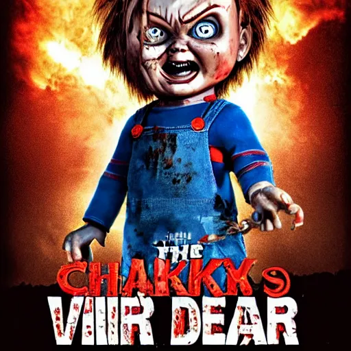 Image similar to Chucky versus the living dead movie poster
