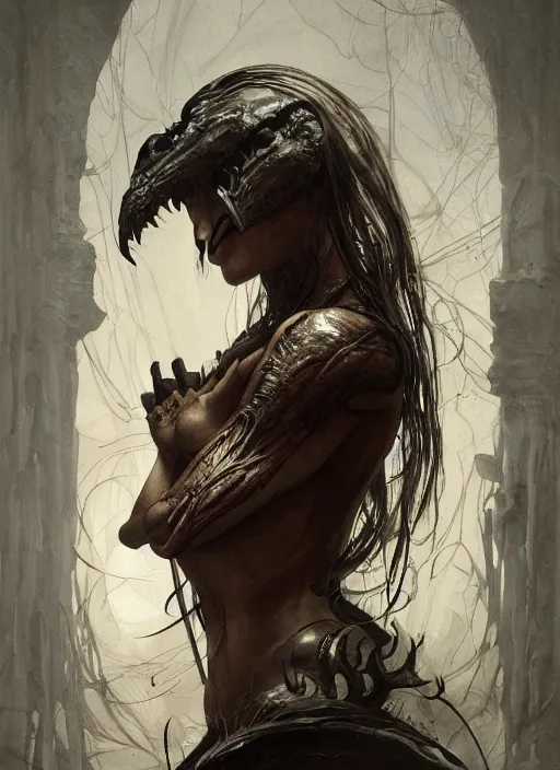 Image similar to horror commander, physically accurate, moody dynamic lighting, very very intricate, very very elegant, highly detailed, digital painting, artstation, HR GIGER, Hieronymus Bosch, Francis Bacon, concept art, smooth, very beautiful, sharp focus, illustration, art by artgerm and greg rutkowski and alphonse mucha