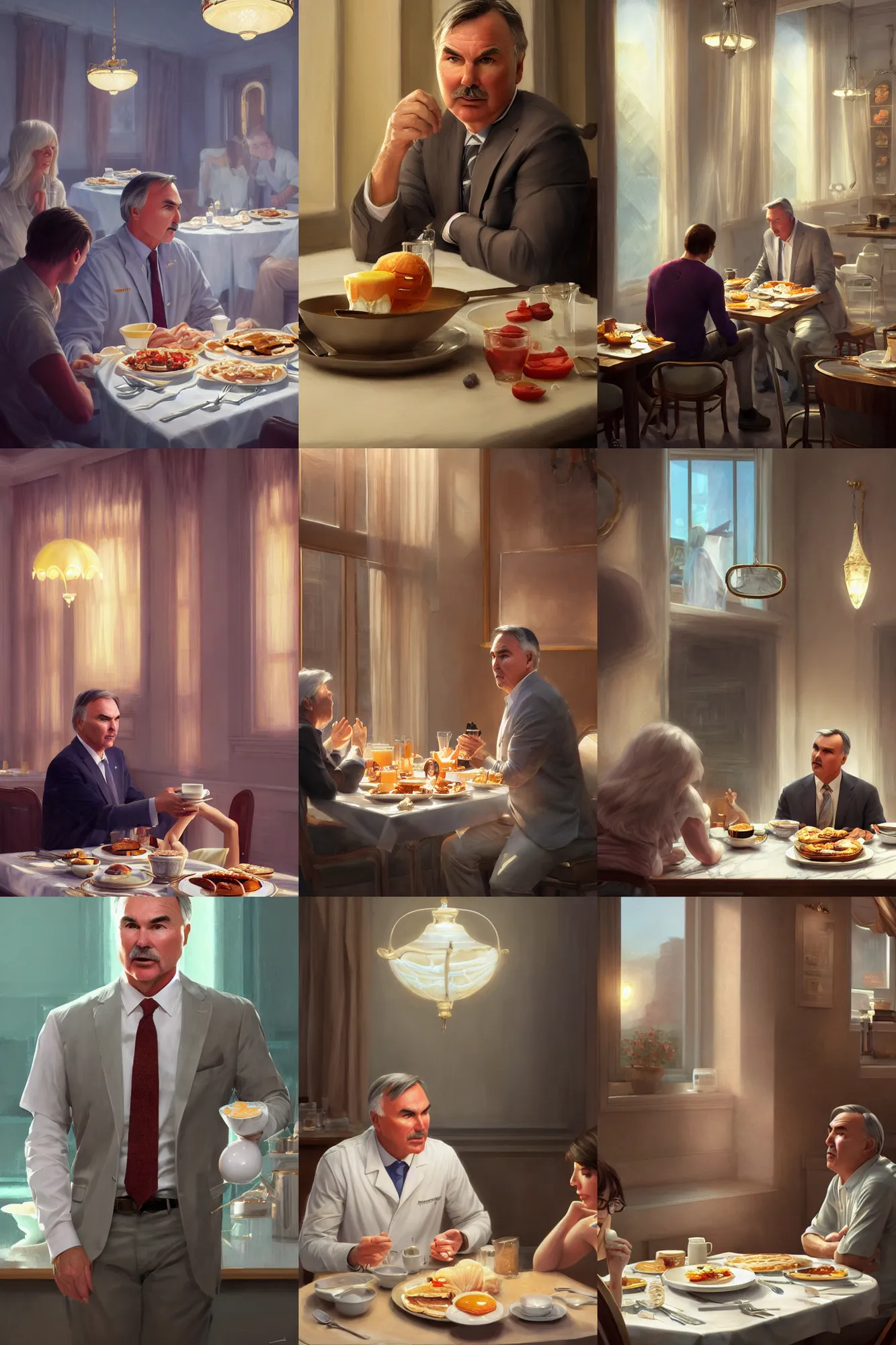 Prompt: mike d'antoni in breakfast at tiffany's, anatomy, bathed in light, highly detailed, photorealistic, artstation, smooth, sharp focus, illustration, unreal engine 5, 8 k, art by artgerm and greg rutkowski and edgar maxence