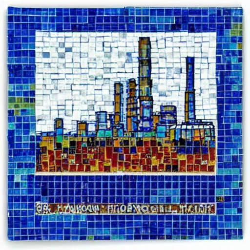 Image similar to grangemouth oil refinery in small mosaic tiles by erin hanson