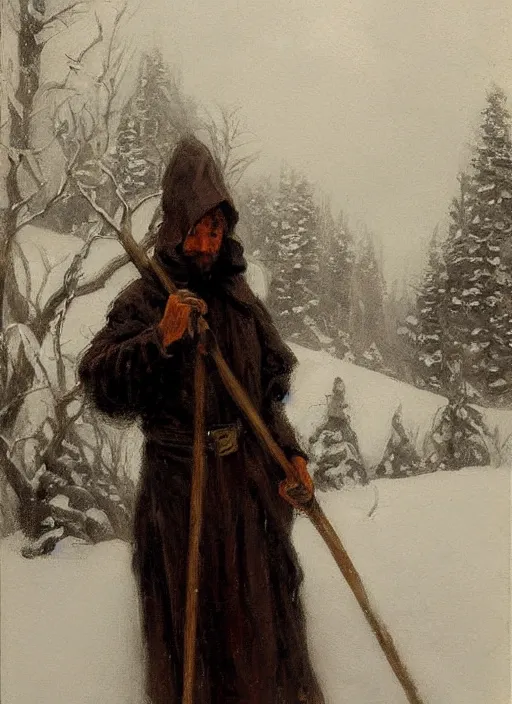 Image similar to a mage casting a frost spell by charles joshua chaplin