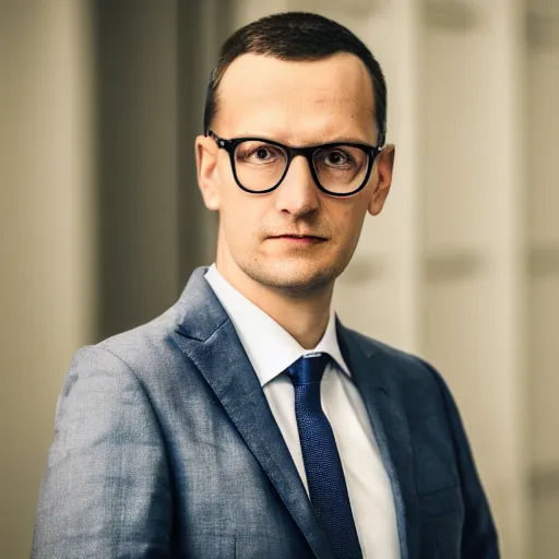 Prompt: an award winning portrait photo of mateusz morawiecki, 4 k, high quality