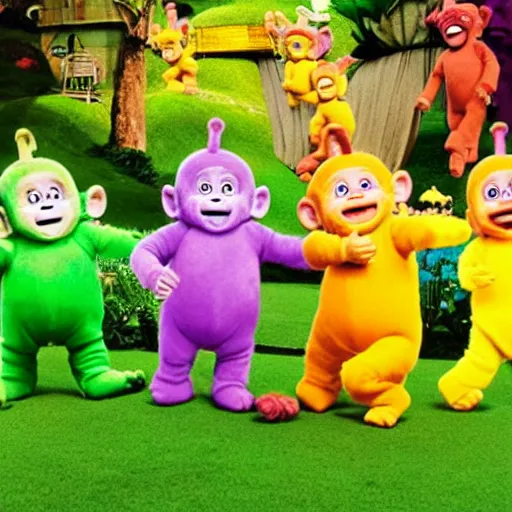 Prompt: monkey Teletubbies