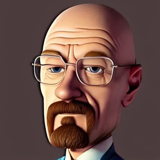 Prompt: walter white as a pixar character