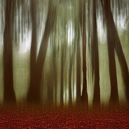 Prompt: double exposure photograph of three eucalyptus trees, flash exposure, autumn, in the style of edward steichen and matisse,