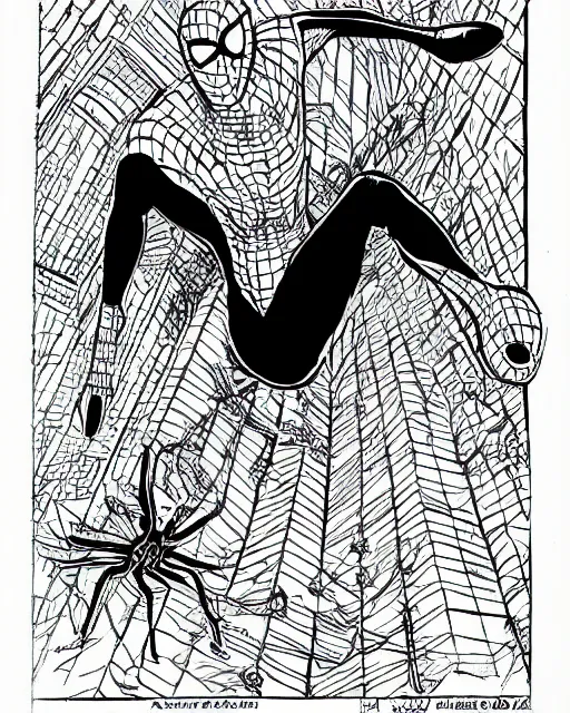 Image similar to sketch of a gold and black spider - man by steve ditko