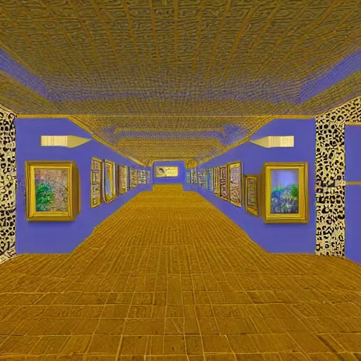 Image similar to virtual art museum in a 9 0 s video game!, net art!!, ps 2 graphics, 3 d computer rendering, liminal space!, hd, intricate, detailed