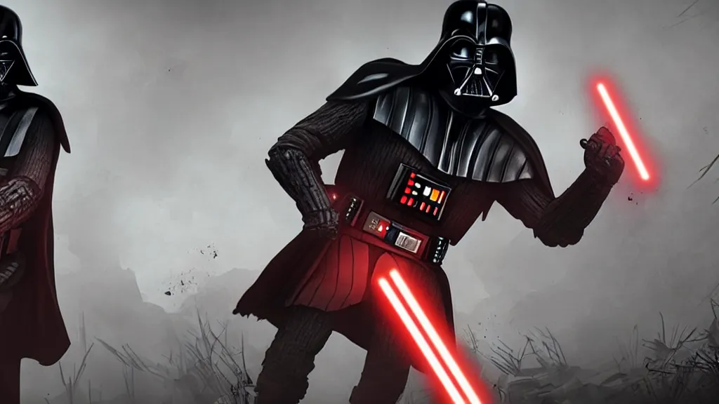 Prompt: Screenshot of Darth Vader as a character in Dead By Daylight