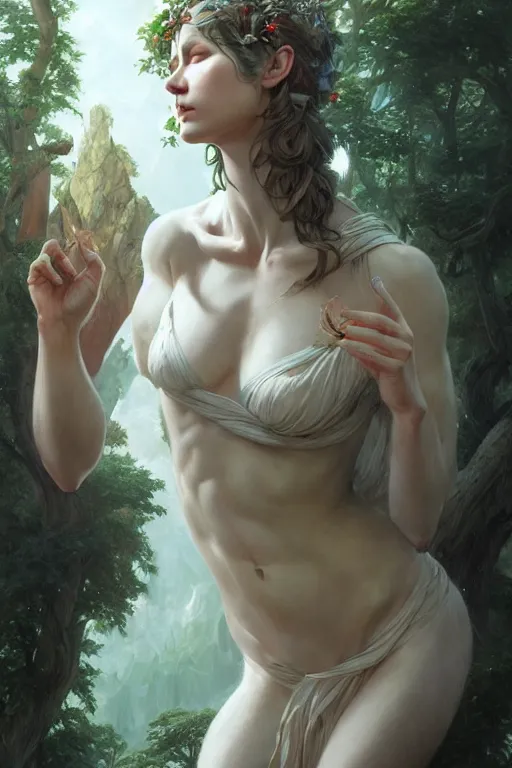 Image similar to goddess of nature, accurate anatomy, only two hands, highly detailed, digital painting, artstation, concept art, smooth, sharp focus, illustration, Unreal Engine 5, 8K, art by artgerm and greg rutkowski and edgar maxence