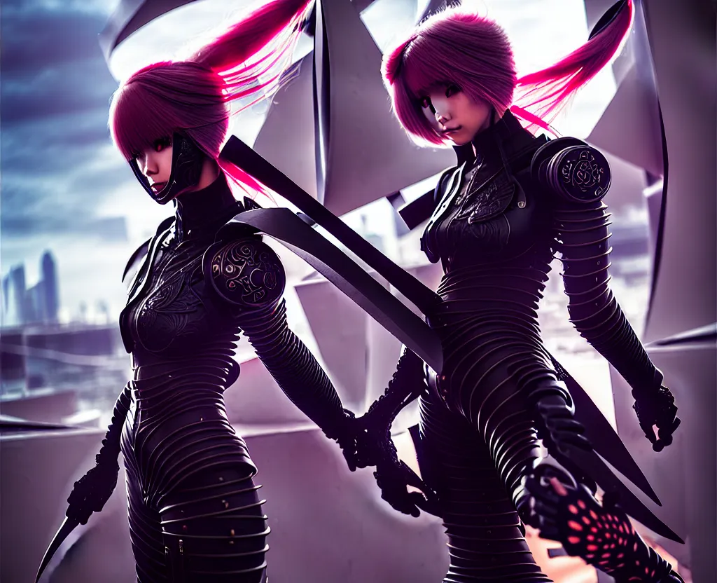 Image similar to portrait futuristic ninja gaiden armor girl, at future neon light hong kong rooftop, ssci - fi and fantasy, intricate and very very beautiful and elegant, highly detailed, digital painting, artstation, concept art, smooth and sharp focus, illustration, art by tan zi and ayanamikodon and alphonse mucha and wlop