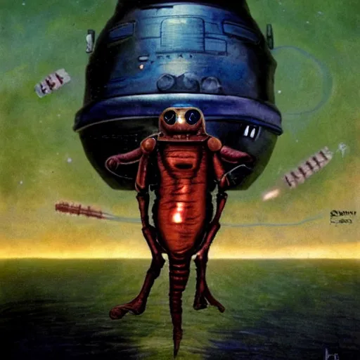 Image similar to the alien cosmic tardigrade that awaits you at the end of all of space and time, by enki bilal