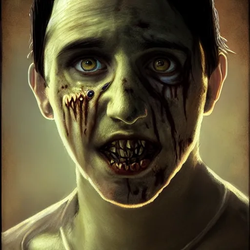 Image similar to young trent reznor as a zombie, 7 days to die zombie, realistic proportions, fine art, award winning, intricate, elegant, sharp focus, cinematic lighting, digital painting, 8 k concept art, art by brom, art by guweiz and z. w. gu, art by michael hussar, 8 k