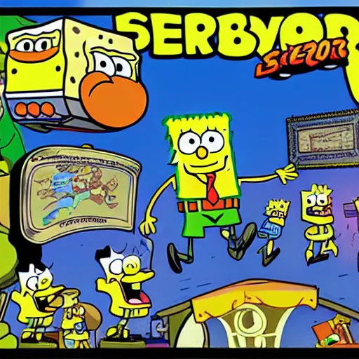 Prompt: Spongebob, ps1, video game, gameplay, retro,