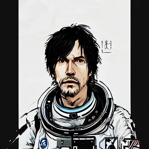 Prompt: portrait of an astronaut character in the style of Death Stranding by Yoji Shinkawa and Ashley Wood